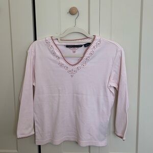 Tommy Hilfiger Pink Embroidered Long Sleeve Top